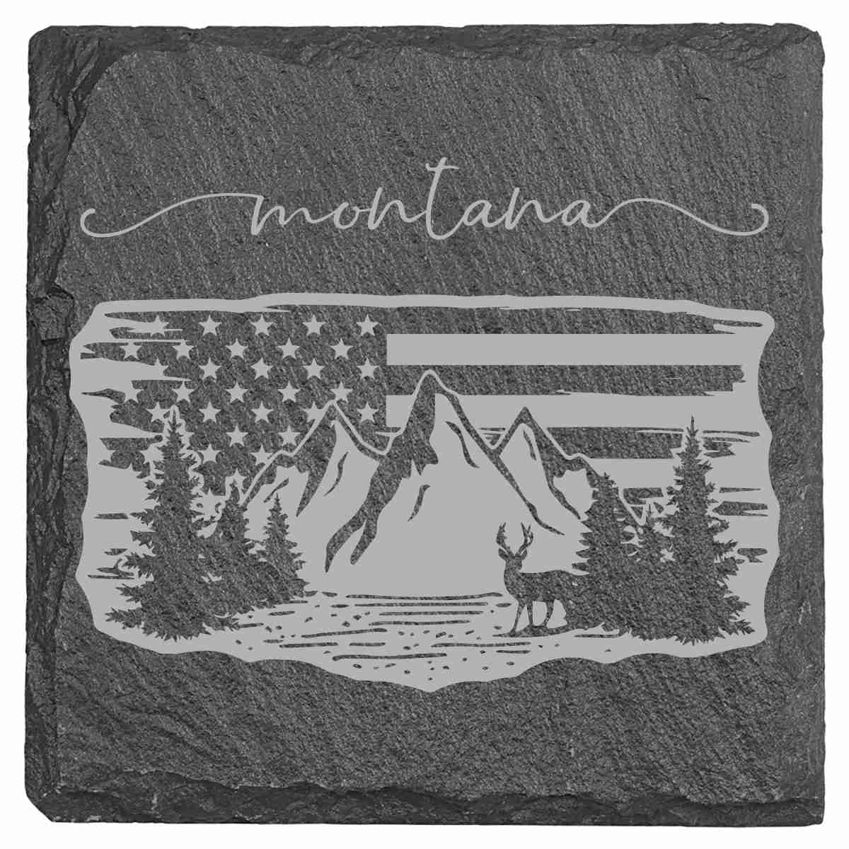 Slate Coasters - Montana Themed